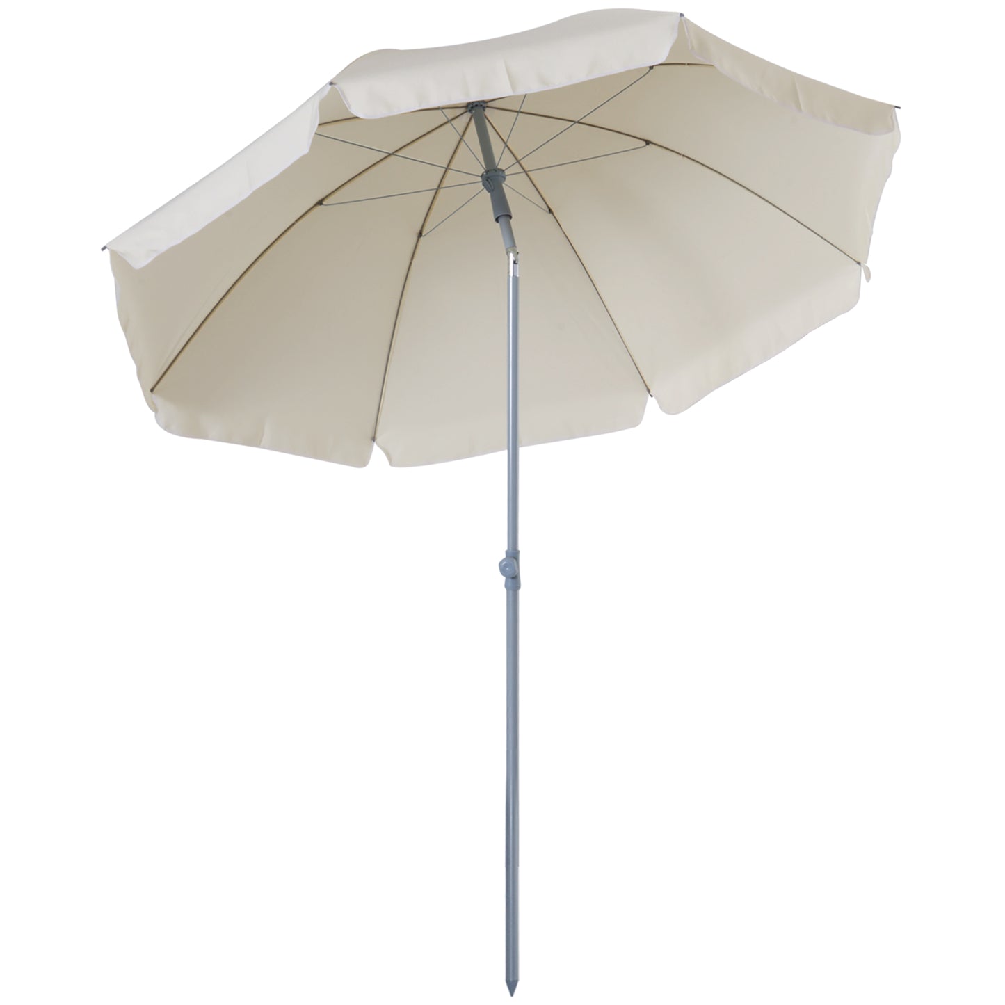 2.2m Beach Umbrella, Portable Parasol with Tilting Function, Outdoor Sunshade Shelter with 8 Ribs for Garden, Pool and Patio