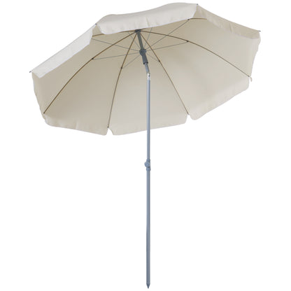 2.2m Beach Umbrella, Portable Parasol with Tilting Function, Outdoor Sunshade Shelter with 8 Ribs for Garden, Pool and Patio