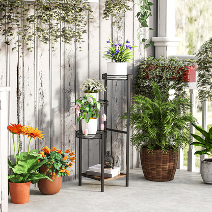 Four-Tier Steel Plant Stand - Black