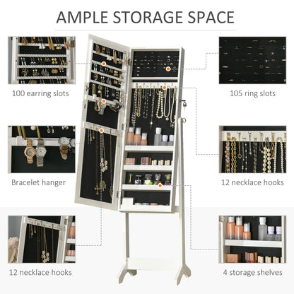 Full Length Mirror with Storage, Jewellery Cabinet with Mirror, Adjustable Angle and Stand