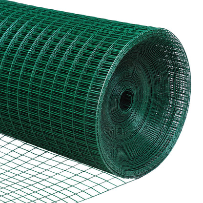 PVC Coated Welded Wire Mesh Fencing Chicken Poultry Aviary Fence Run Hutch Pet Rabbit 30m Dark Green