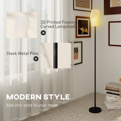 Floor Lamp for Living Room, 3D Printed Modern Standing Lamp with Flowing Curved Shade, 3 Colour Temperature & Foot Switch