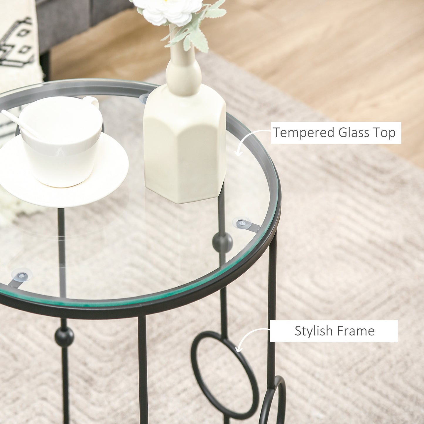 Nesting Round Coffee Table Set of 2 - Black