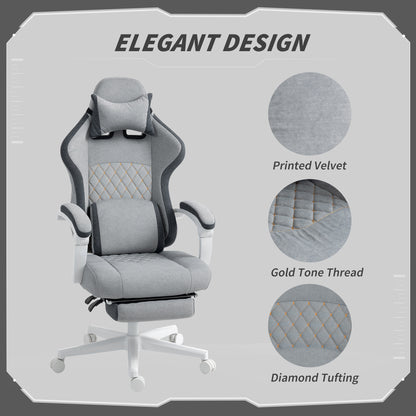 Gaming Chair, Gamer Computer Chair with Footrest, High Back, Lumbar Support, Adjustable Height