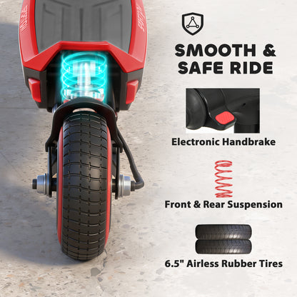 Electric Scooter for Kids, Foldable E Scooter for Age Age 6+ with LED Display, RGB lights, Up to 16km/h, Red