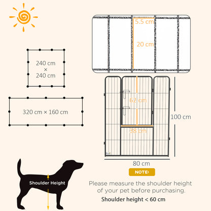 12 Panels Heavy Duty Puppy Playpen, for Small Dogs, Indoor and Outdoor Use - Silver