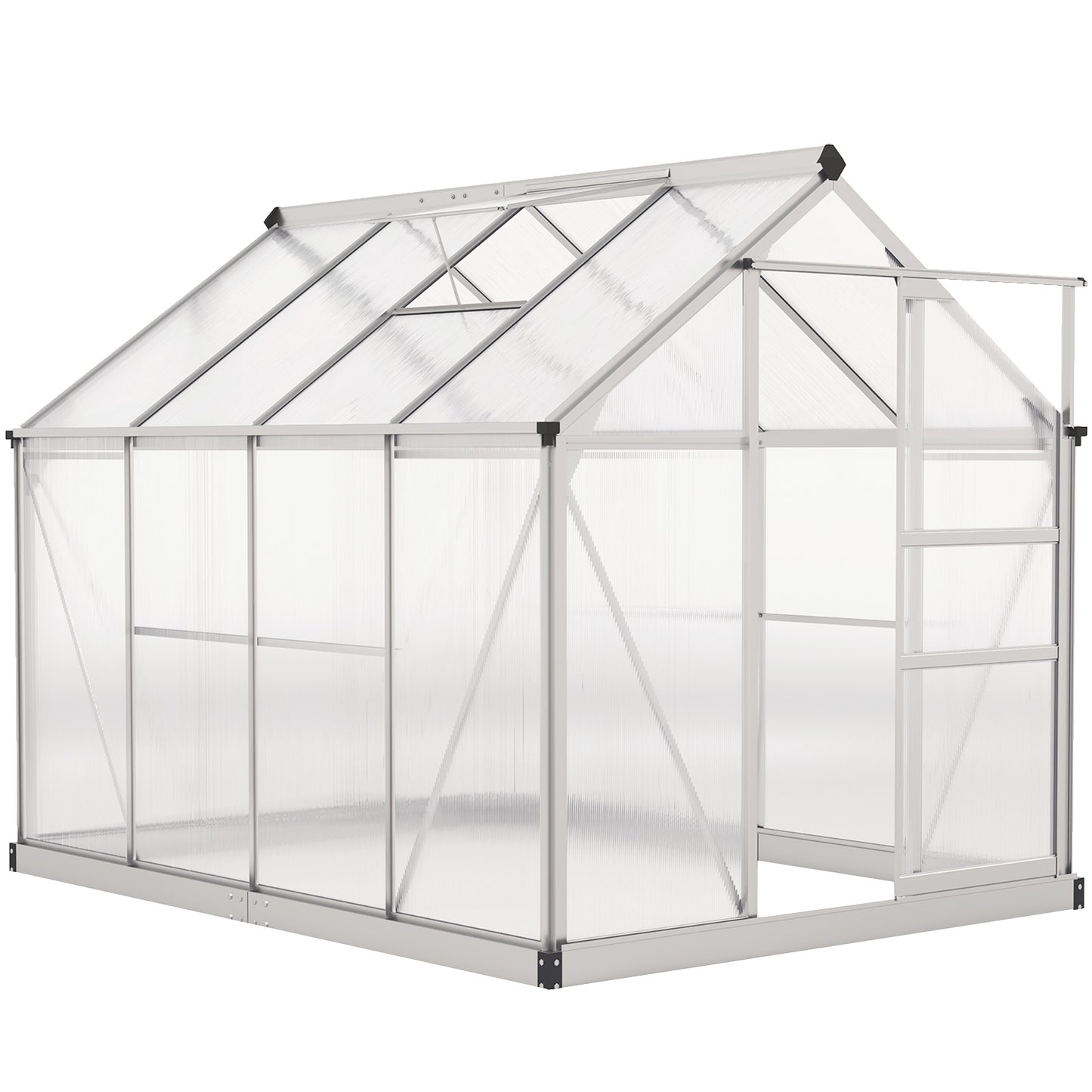 6 x 8ft Walk-In Greenhouse, with Sliding Door - Clear