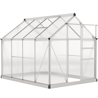 6 x 8ft Walk-In Greenhouse, with Sliding Door - Clear