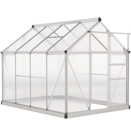 6 x 8ft Walk-In Greenhouse, with Sliding Door - Clear