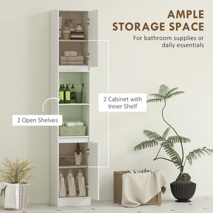 Narrow Bathroom Cabinet, Slim Bathroom Storage Unit with Open Compartment
