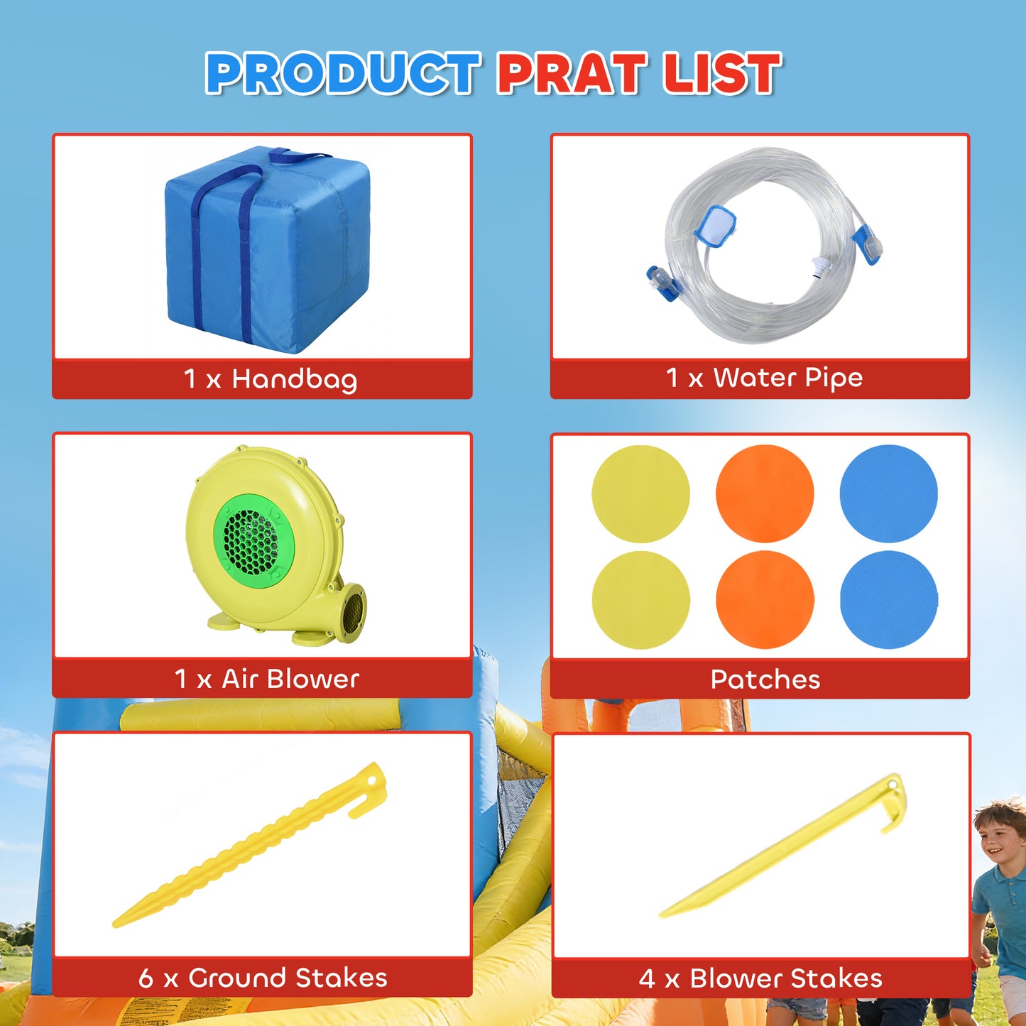 5 in 1 Bouncy Castle for Children, Inflatable Bounce House with Dual Slides, Pool, Climbing Wall, Water Cannons, Blower