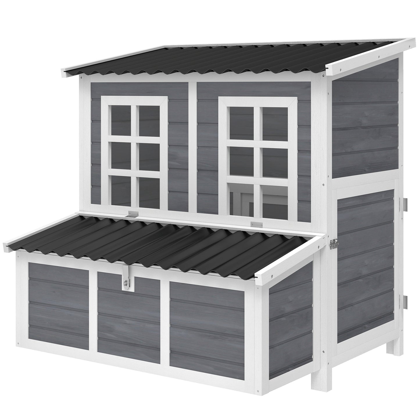 Wooden Chicken Coop with Nesting Box, Slide-Out Tray, Perches, for 2-4 Chickens, 100 x 86 x 100cm