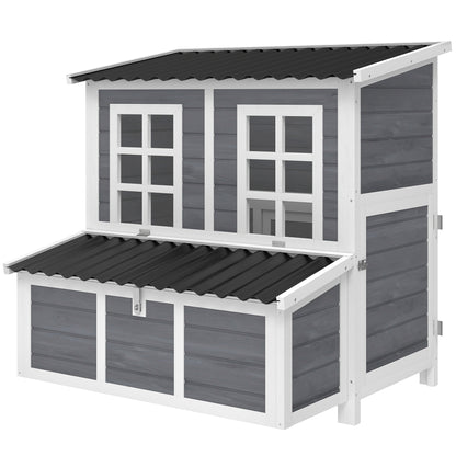 Wooden Chicken Coop with Nesting Box, Slide-Out Tray, Perches, for 2-4 Chickens, 100 x 86 x 100cm