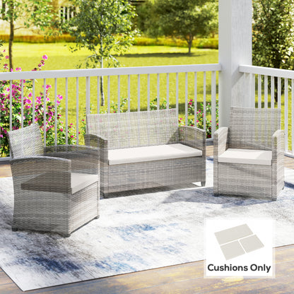 Outdoor Seat Cushion Pads for Rattan Furniture, 3 PCs Garden Furniture Cushions, Cream White
