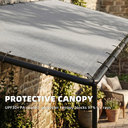 3 x 2 m Lean to Garden Pergola, Metal Frame Gazebo Pergola with UPF30+ Protection, Sloped Roof, Drainage Holes, Grey