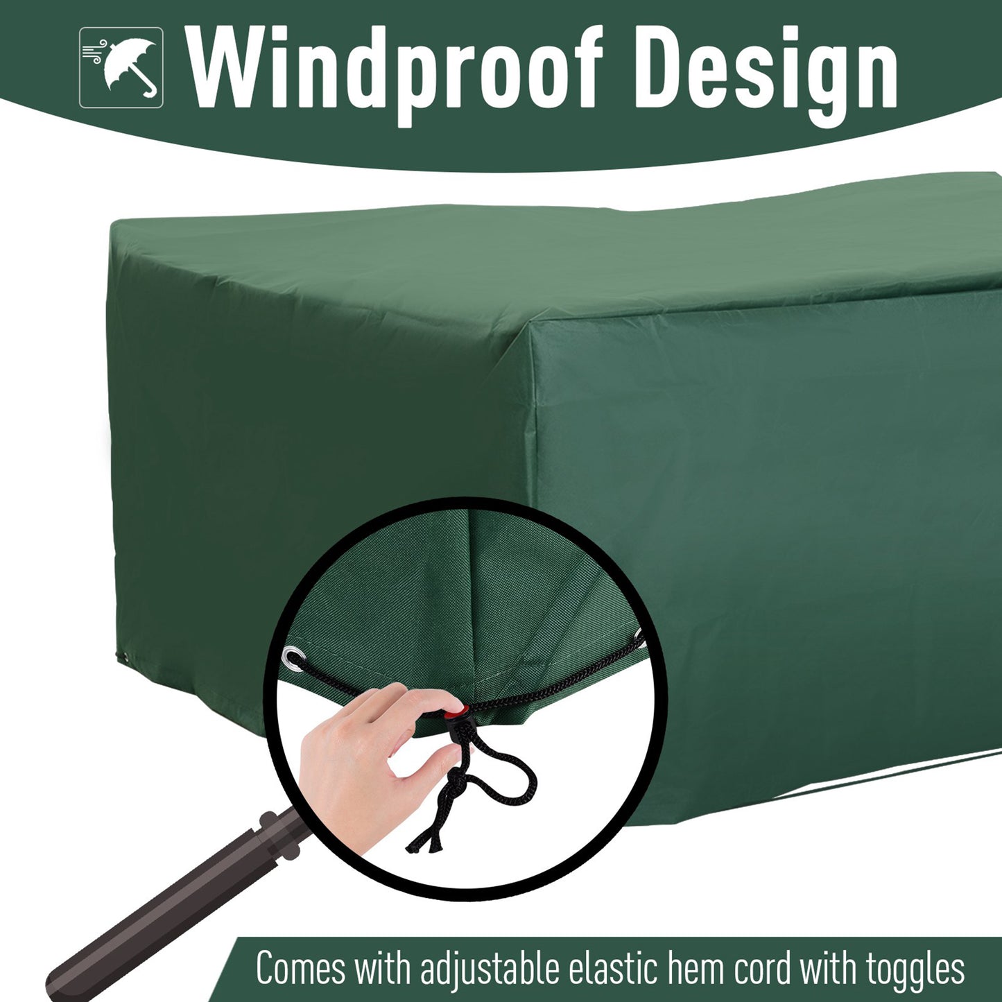 Outdoor Garden Furniture Cover Waterproof, Anti-UV 600D Heavy Duty Oxford Fabric Patio Furniture Cover for Rectangular Sofa T