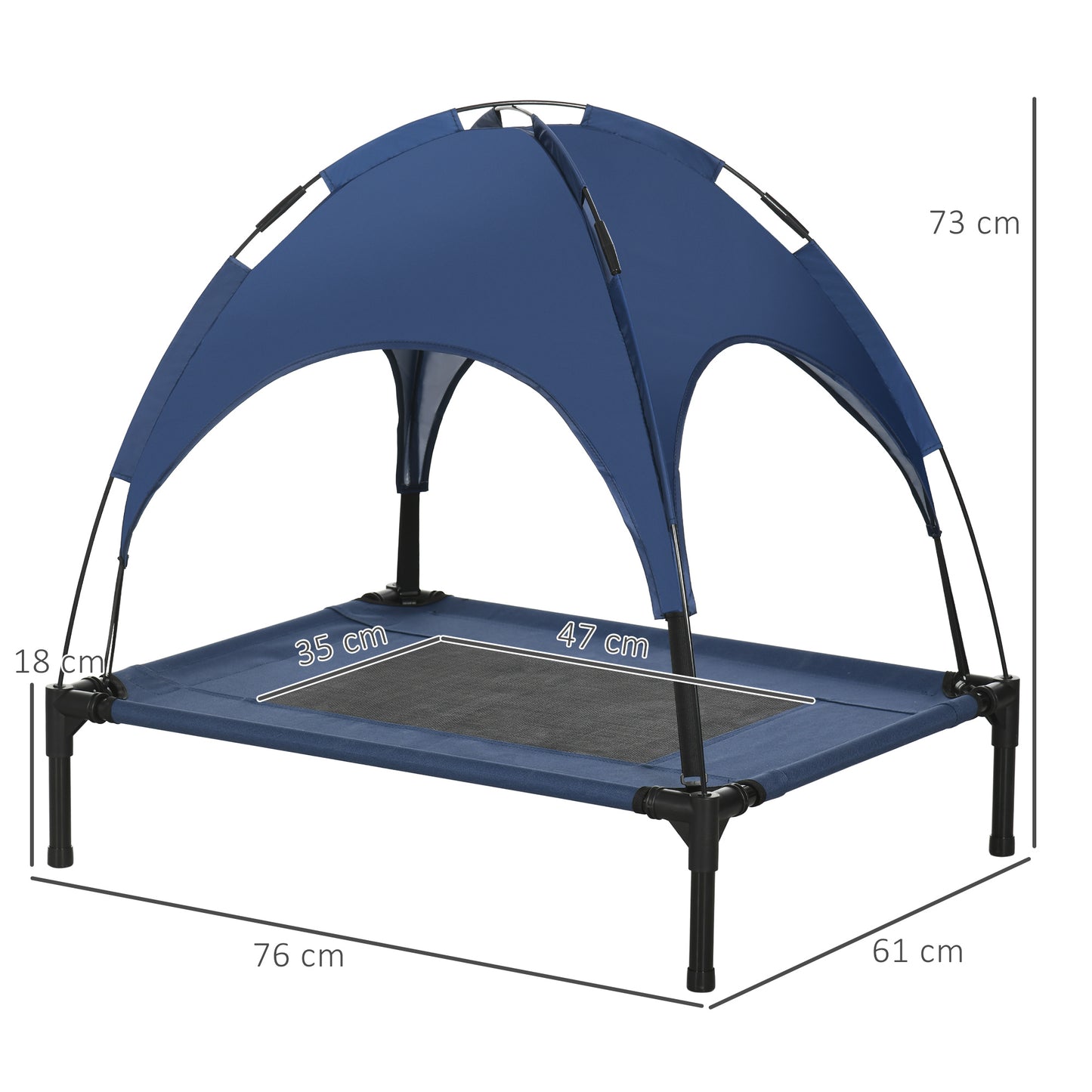 Outdoor Dog Bed with Removable Canopy, Portable Raised Dog Bed for Camping, Garden & Beach