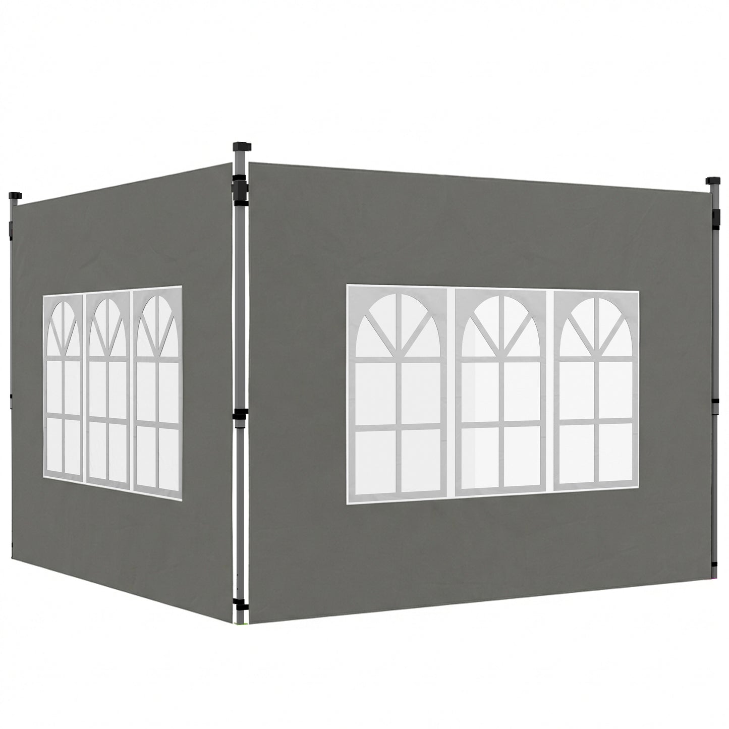 Gazebo Side Panels, Sides Replacement with Window for 3x3(m) or 3x4m Pop Up Gazebo, 2 Pack, Dark Grey