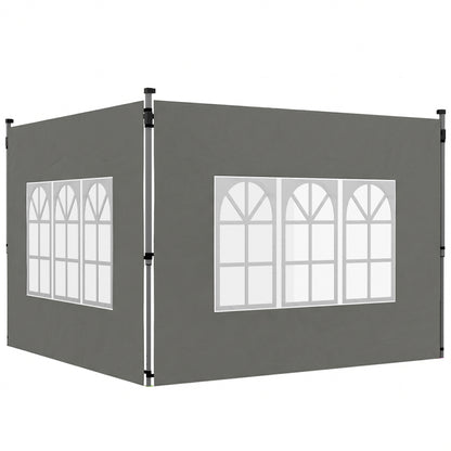 Gazebo Side Panels, Sides Replacement with Window for 3x3(m) or 3x4m Pop Up Gazebo, 2 Pack, Dark Grey
