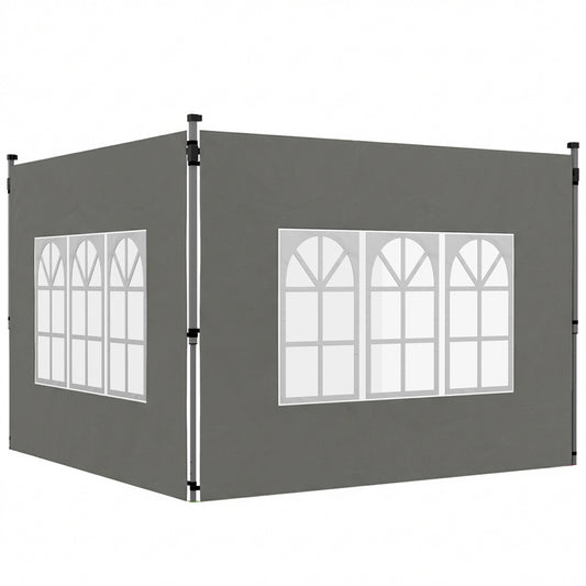 Gazebo Side Panels, Sides Replacement with Window for 3x3(m) or 3x4m Pop Up Gazebo, 2 Pack, Dark Grey