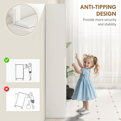 Tall Bathroom Cabinet with Mirror and Adjustable Shelf - White