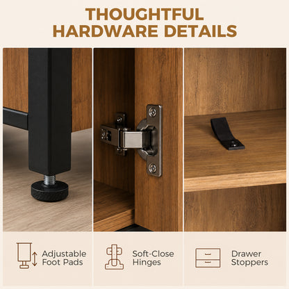 Freestanding Bathroom Cabinet, Tall Bathroom Storage Cabinet with Drawers and Shelves, Linen Storage, Brown
