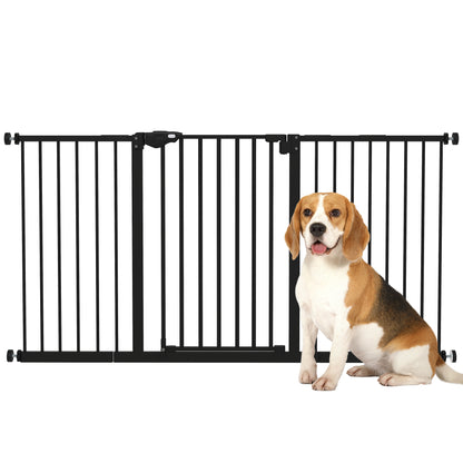 Adjustable Safety Gate w/ Three Extensions, Four Adjustable Screws, Black