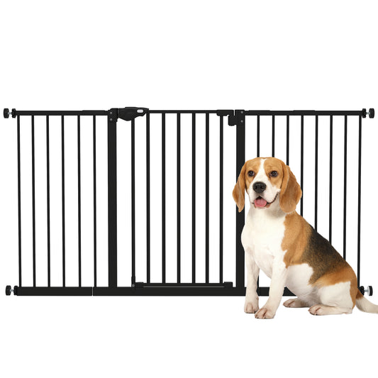 Adjustable Safety Gate w/ Three Extensions, Four Adjustable Screws, Black