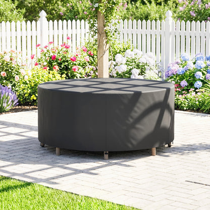Round Garden Furniture Cover, Waterproof Garden Table Cover, 420D Heavy Duty Oxford for Outdoor, Dia.214 x 70 cm, Black