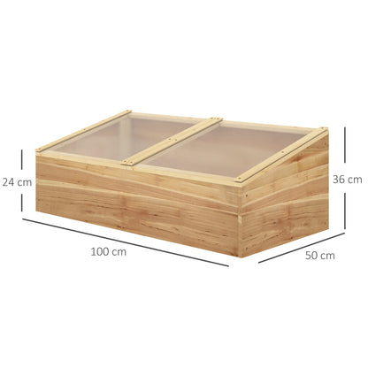 Wooden Cold Frame Greenhouse Garden Polycarbonate Grow House with Independent Openable Top Covers for Flowers, Vegetables