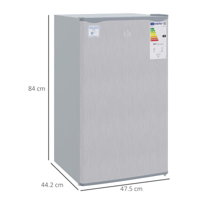91 Litre Freestanding Under Counter Fridge Freezer, Small Fridge with Chiller Box, Adjustable Thermostat, 47.5cm Wide, Grey