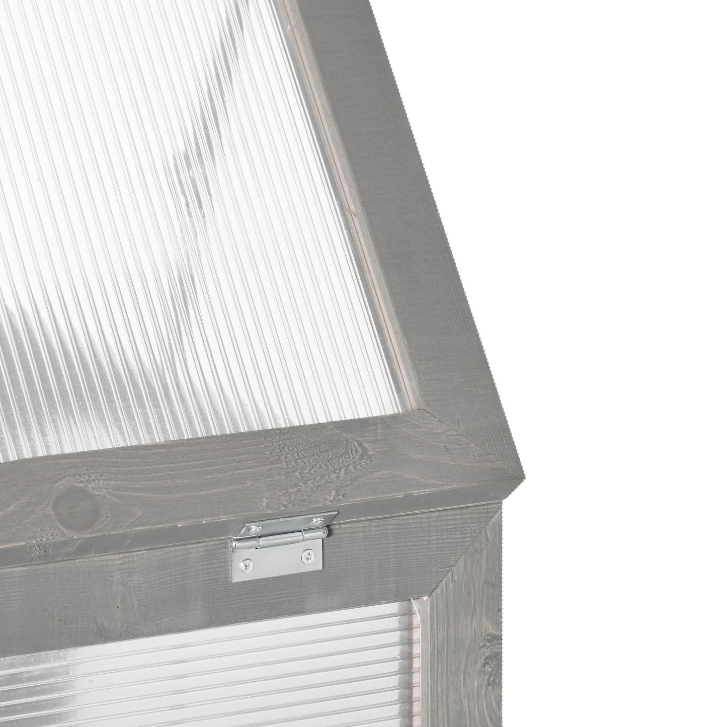 3-tier Wood Greenhouse Garden Polycarbonate Cold Frame Grow House w/ Storage Shelf, Dark Grey
