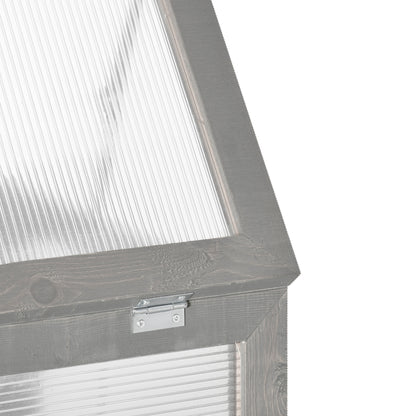 3-tier Wood Greenhouse Garden Polycarbonate Cold Frame Grow House w/ Storage Shelf, Dark Grey