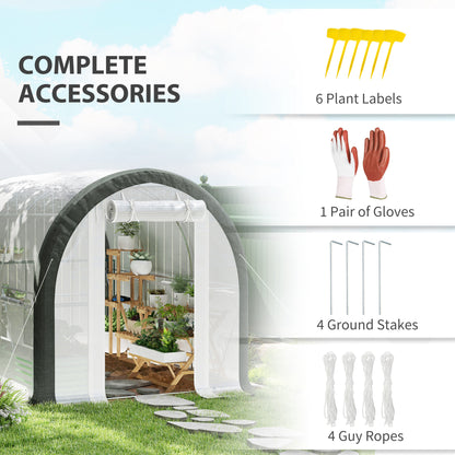 3 x 2(m) Walk-In Tunnel Greenhouse, with Accessories - White