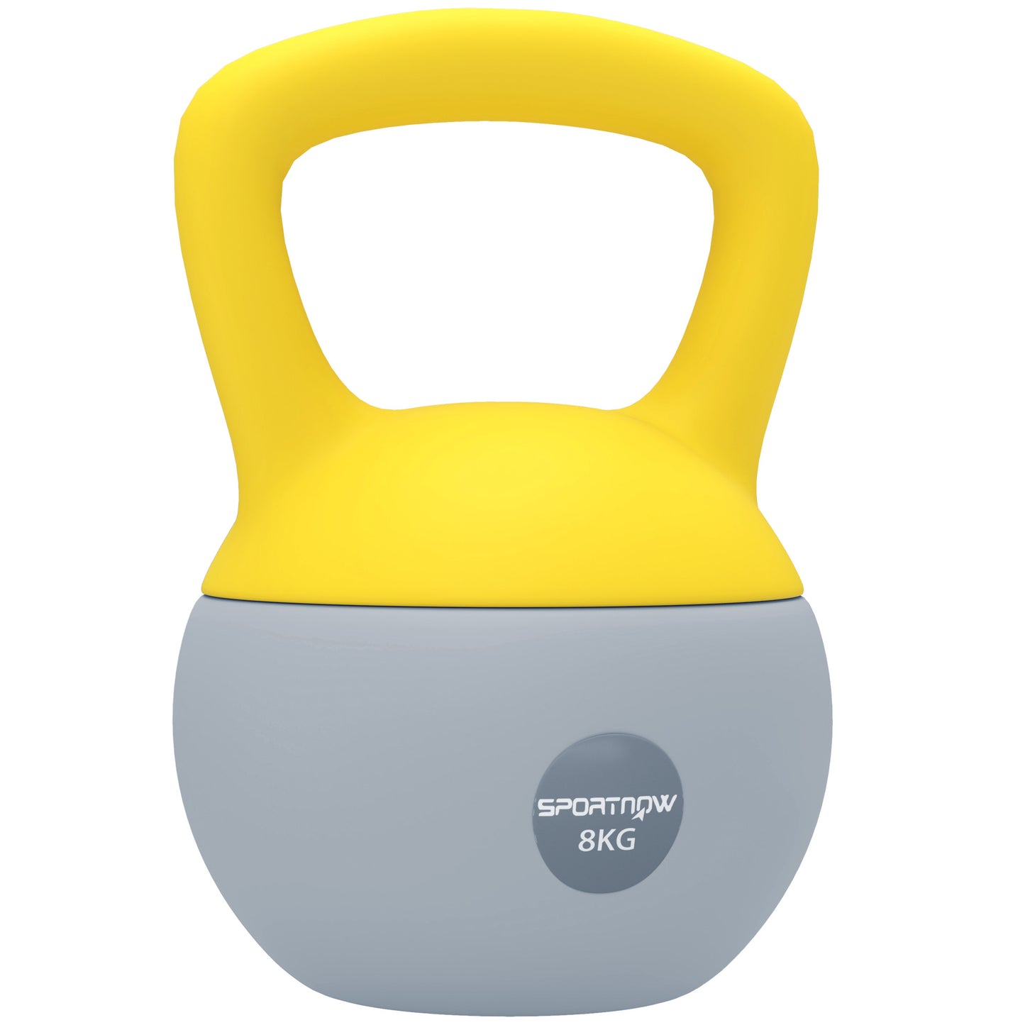 8KG Soft Kettlebell, Kettlebell with Non-Slip Handle for Home Gym, Weight Lifting, Strength Training, Yellow/Grey