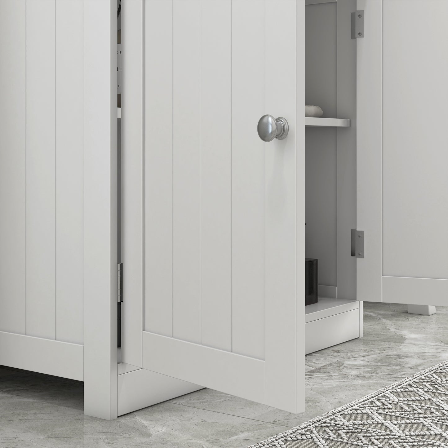 Under Sink Bathroom Storage Cabinet 2 Layers Vanity Unit Wooden - White