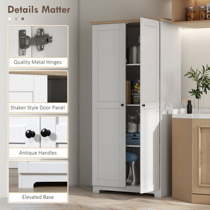 172cm Kitchen Cupboard, Freestanding Storage Cabinet with Doors and Shelves