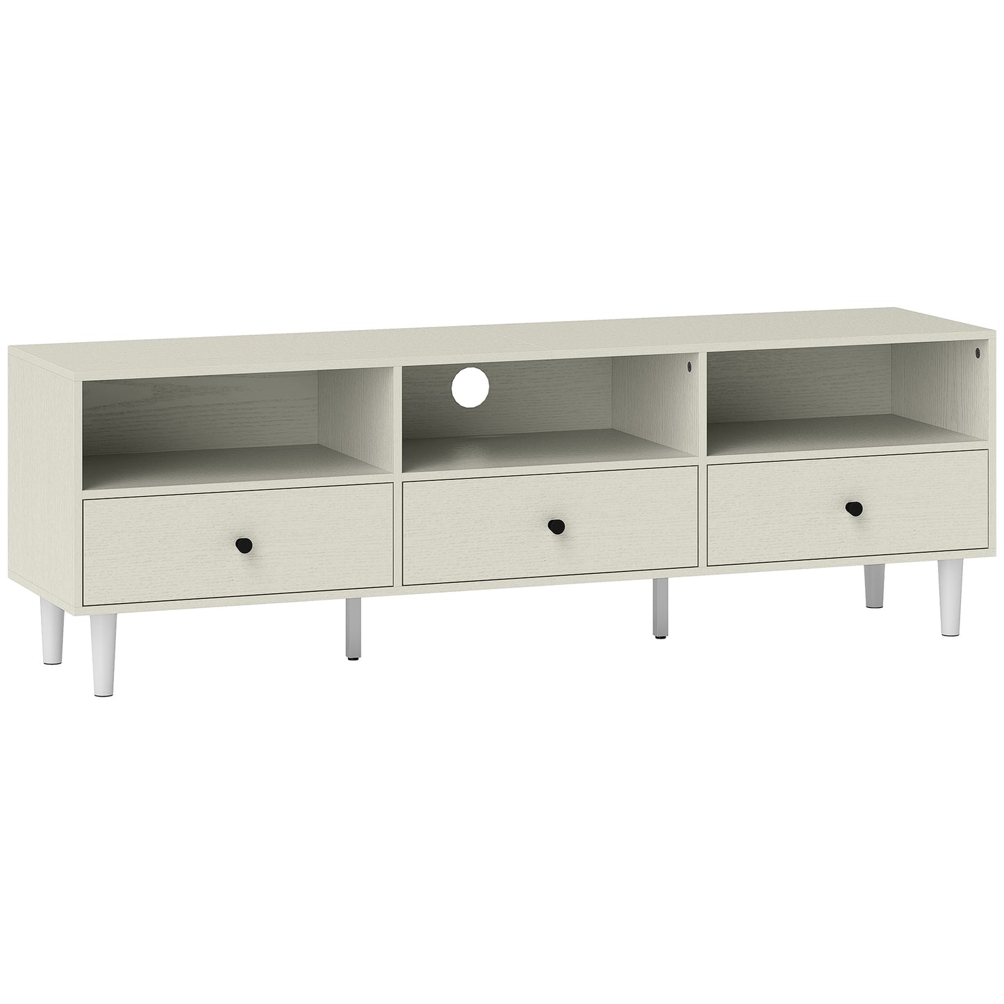 Multi-Storage Minimal TV Stand - Cream White