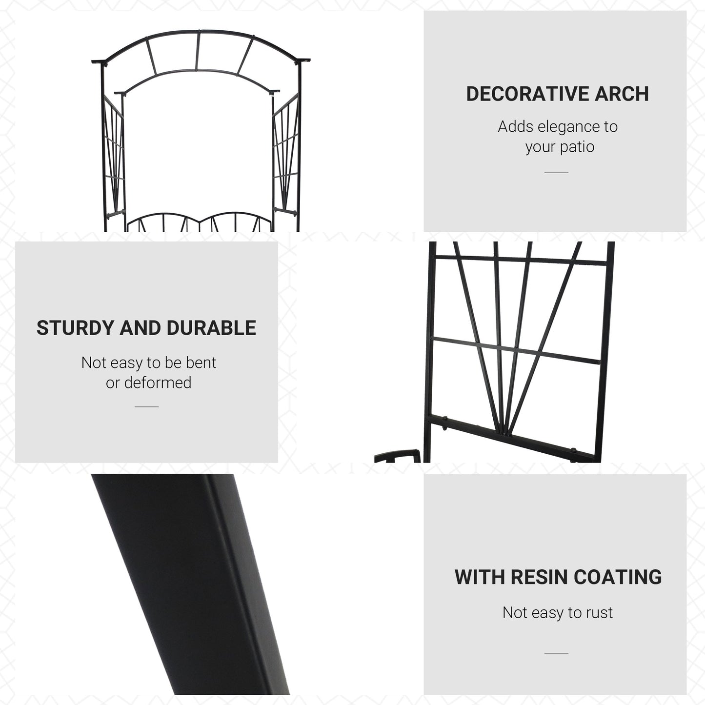 Garden Bench, 2 Seater Outdoor Patio Bench, Metal Garden Loveseat with Arch for Vines and Climbing Plants, Black