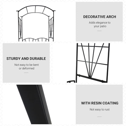 Garden Bench, 2 Seater Outdoor Patio Bench, Metal Garden Loveseat with Arch for Vines and Climbing Plants, Black