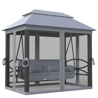 3 Seater Swing Chair Hammock Gazebo Lounger Cushioned Seat Waterproof Grey