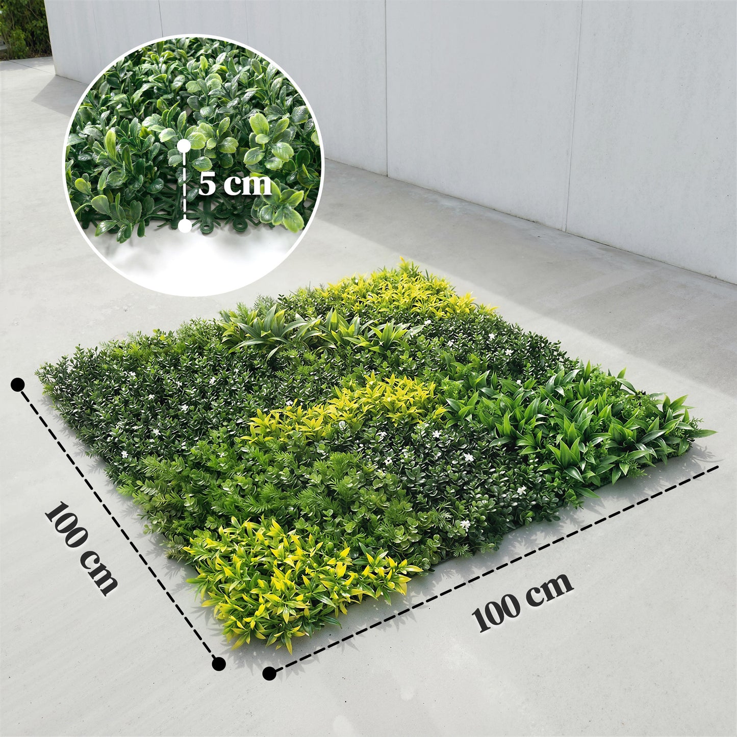 Artificial Plant Wall Panel, 100x100 cm Artificial Grass Backdrop Wall, Green