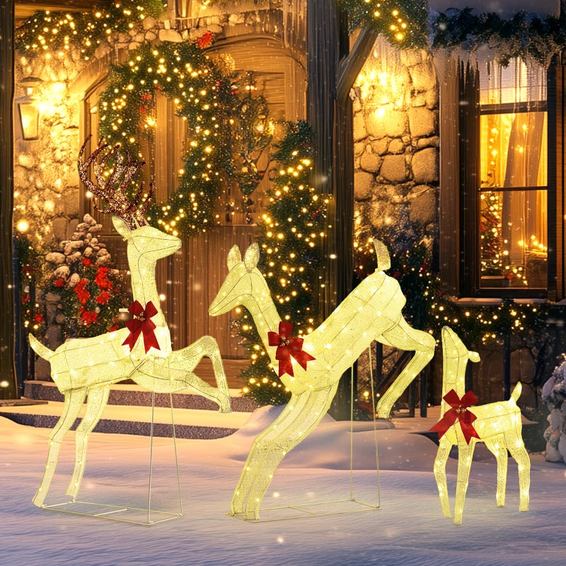 Three Piece LED Reindeer Set Christmas Decoration