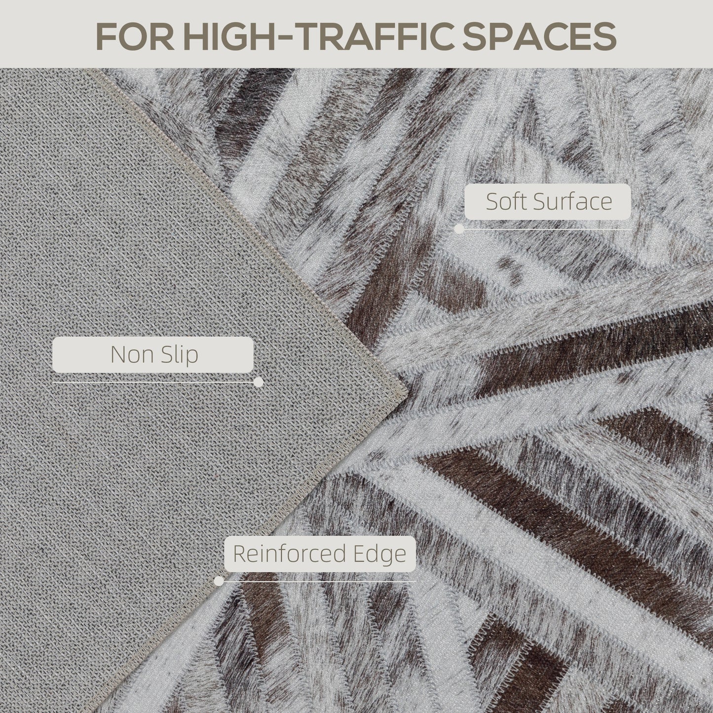 Modern Area Rug, Triangle Pattern Non-Slip Washable Rug, Chenille Floor Carpet for Living Room, Bedroom, Dining Room