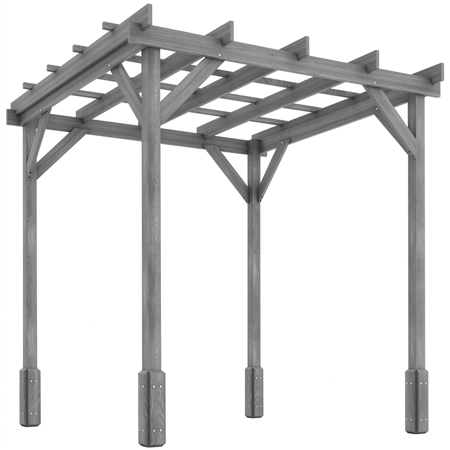 2 x 2m Wooden Pergola Kit, Decorative Garden Gazebo Shelter with Stable Structure for Climbing Vines, Flowers, Grey