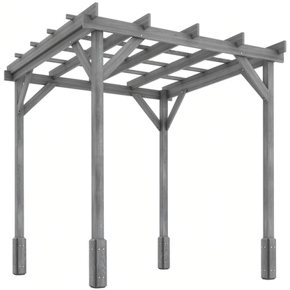 2 x 2m Wooden Pergola Kit, Decorative Garden Gazebo Shelter with Stable Structure for Climbing Vines, Flowers, Grey