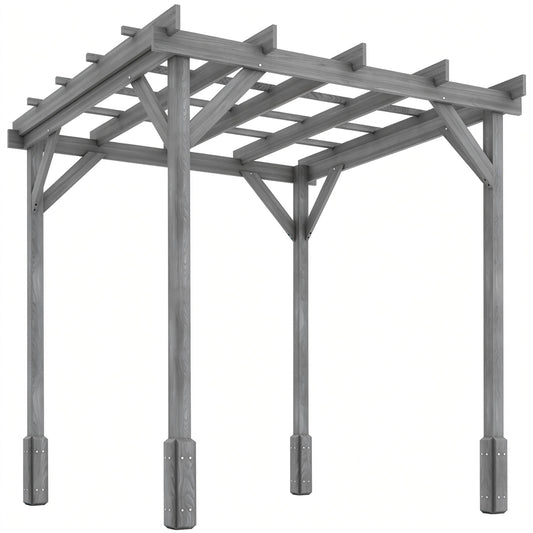 2 x 2m Wooden Pergola Kit, Decorative Garden Gazebo Shelter with Stable Structure for Climbing Vines, Flowers, Grey