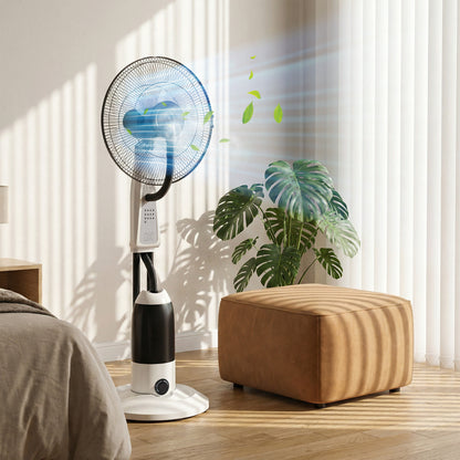 Pedestal Fan with Water Mist Spray 3 Speeds 2.8L Water Tank, White