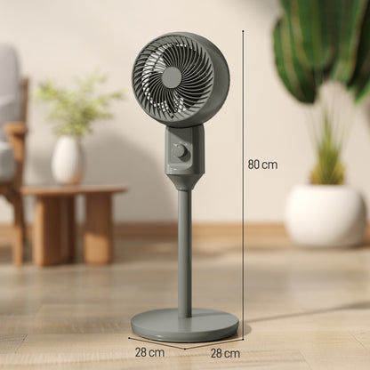 Air Circulator Fan Pedestal Cooling Fan with 3 Speed and Carry Handle, 9 Inch, Grey