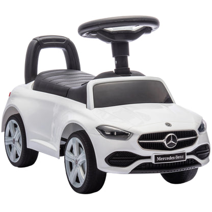 Official Mercedes-Benz Ride On Car, Foot to Floor Sliding Walker with Horn, Engine Sounds and Under-Seat Storage, White